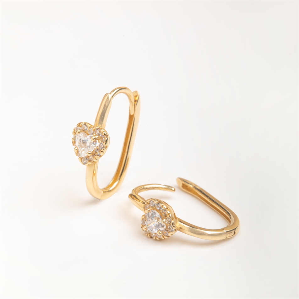 Gold Heart Halo Huggie Earrings