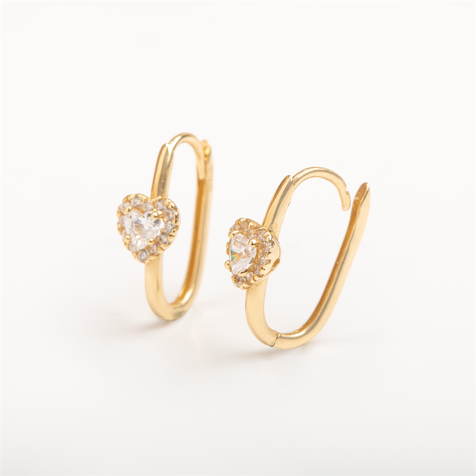 Gold Heart Halo Huggie Earrings
