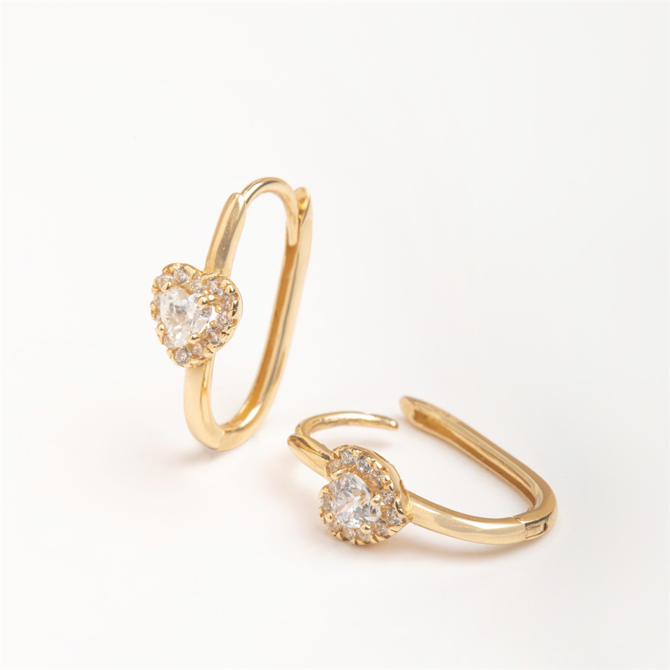 Gold Heart Halo Huggie Earrings