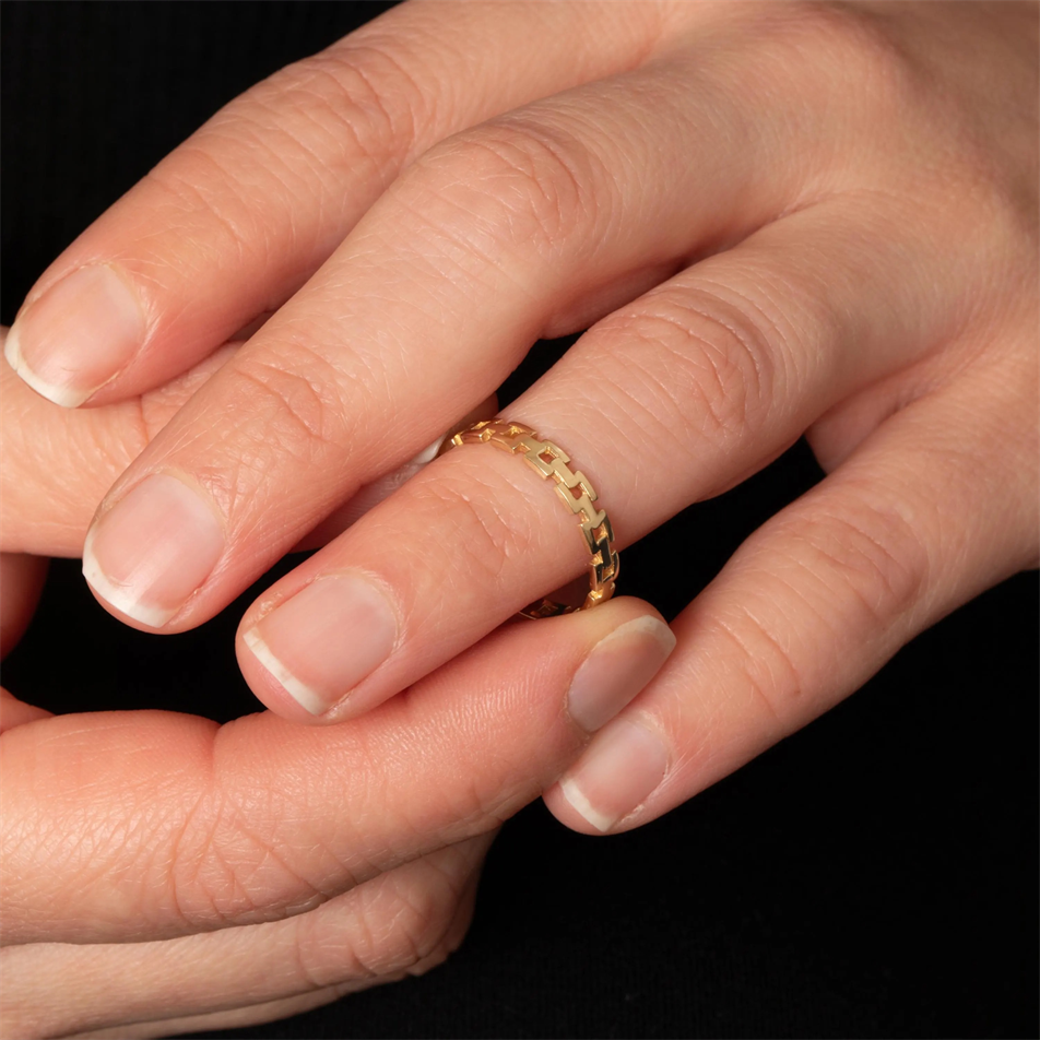 Gold Square Link Ring