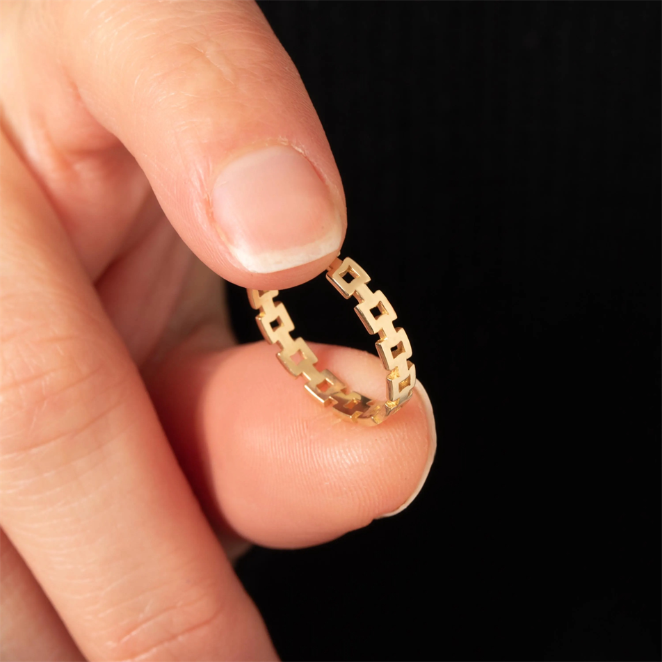 Gold Square Link Ring