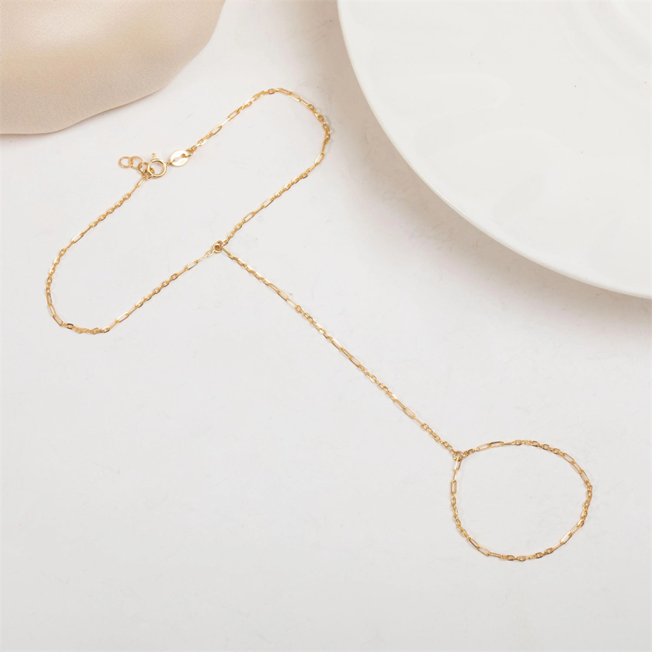 Gold Mixed Link Hand Chain Bracelet