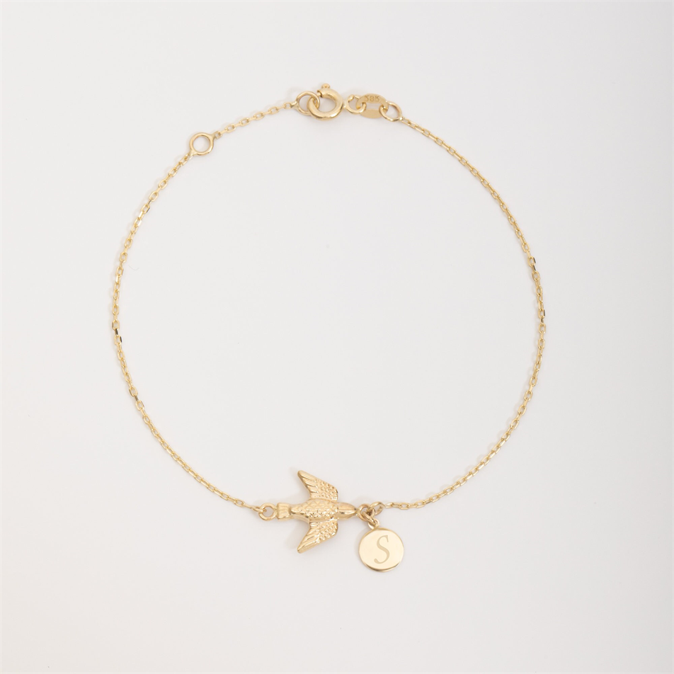 Gold Personalized Swallow Bracelet