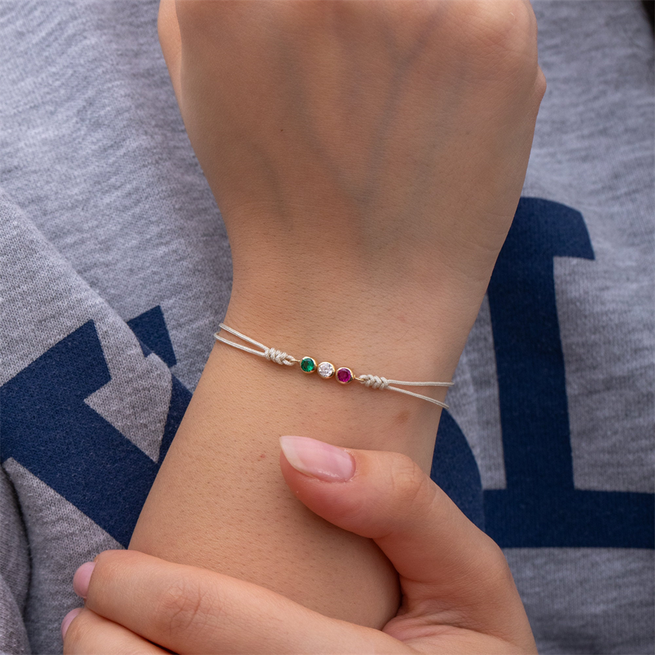 Gold Personalized Birthstone String Bracelet
