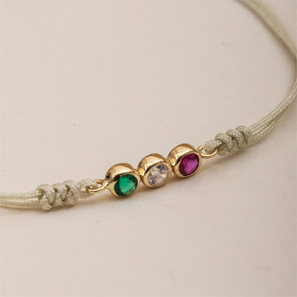 Gold Personalized Birthstone String Bracelet
