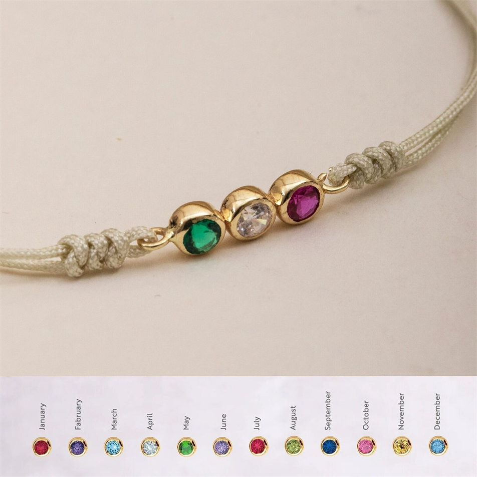Gold Personalized Birthstone String Bracelet