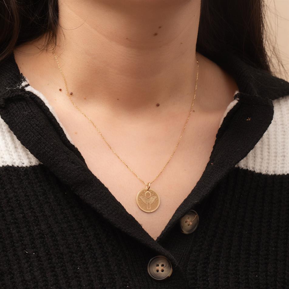 Gold Personalized Luna Moth Necklace
