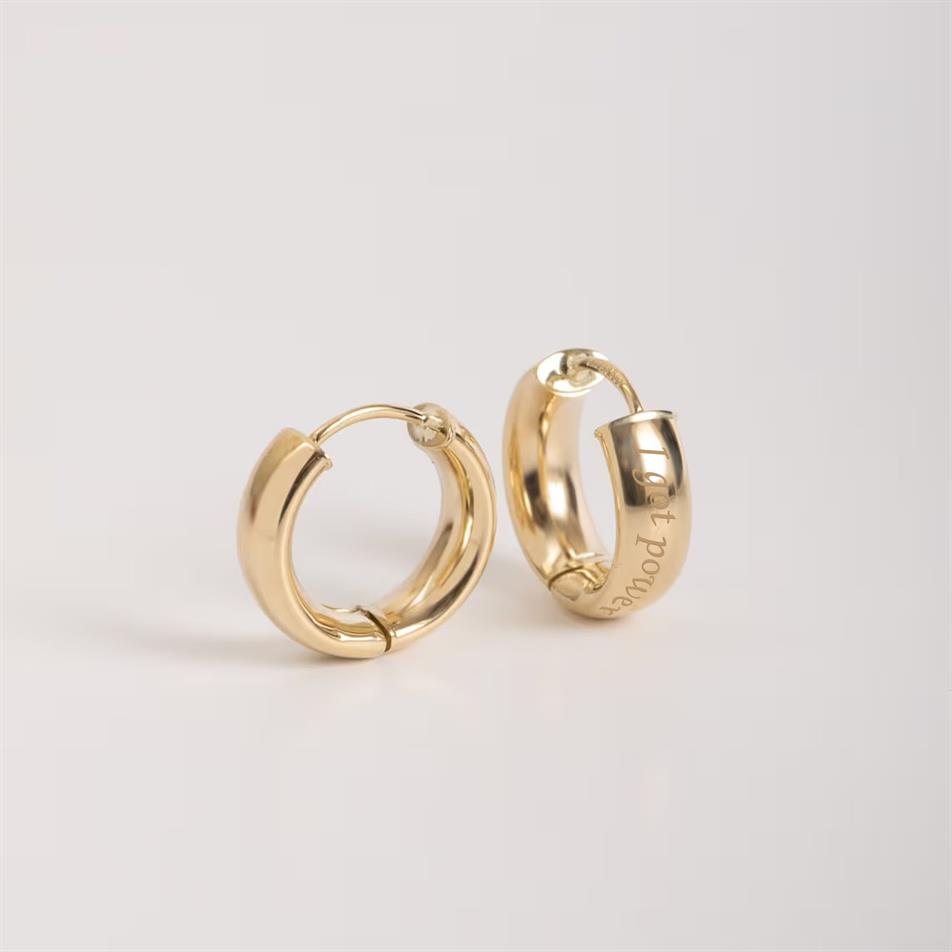 Solid Gold Custom Engraved Hoop Earrings