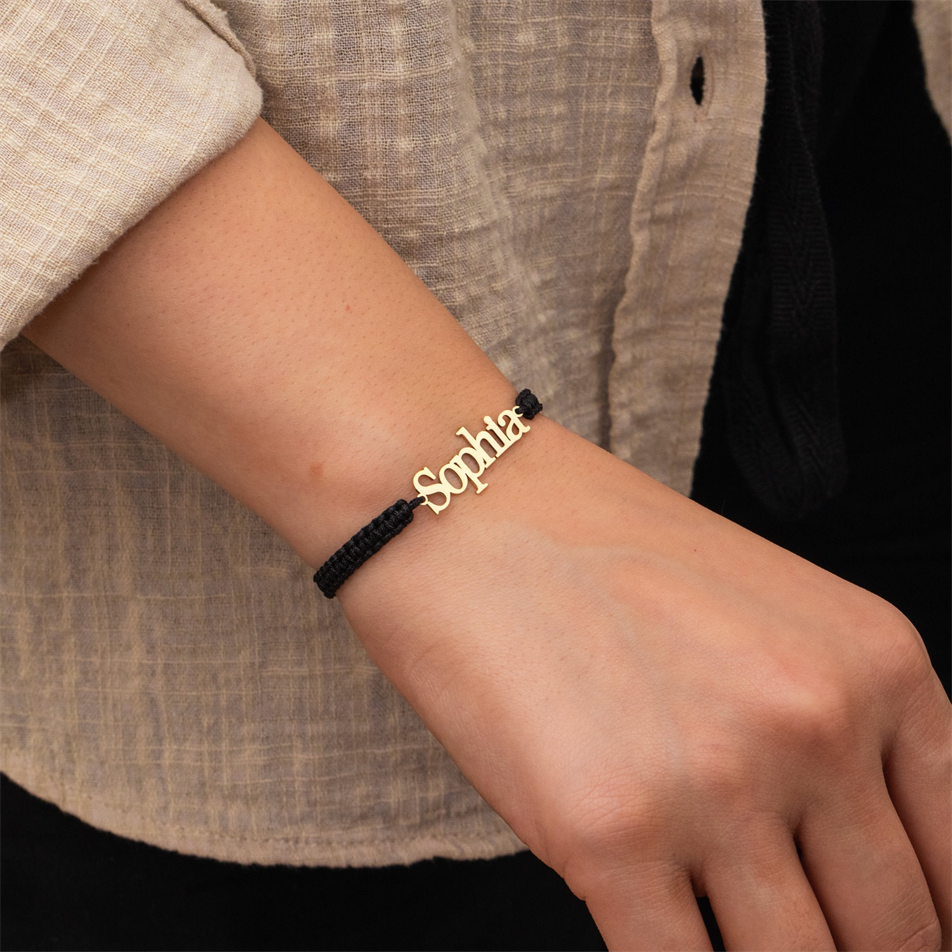 Gold Personalized Name Macrame Bracelet
