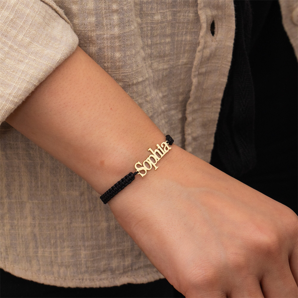 Gold Personalized Name Macrame Bracelet