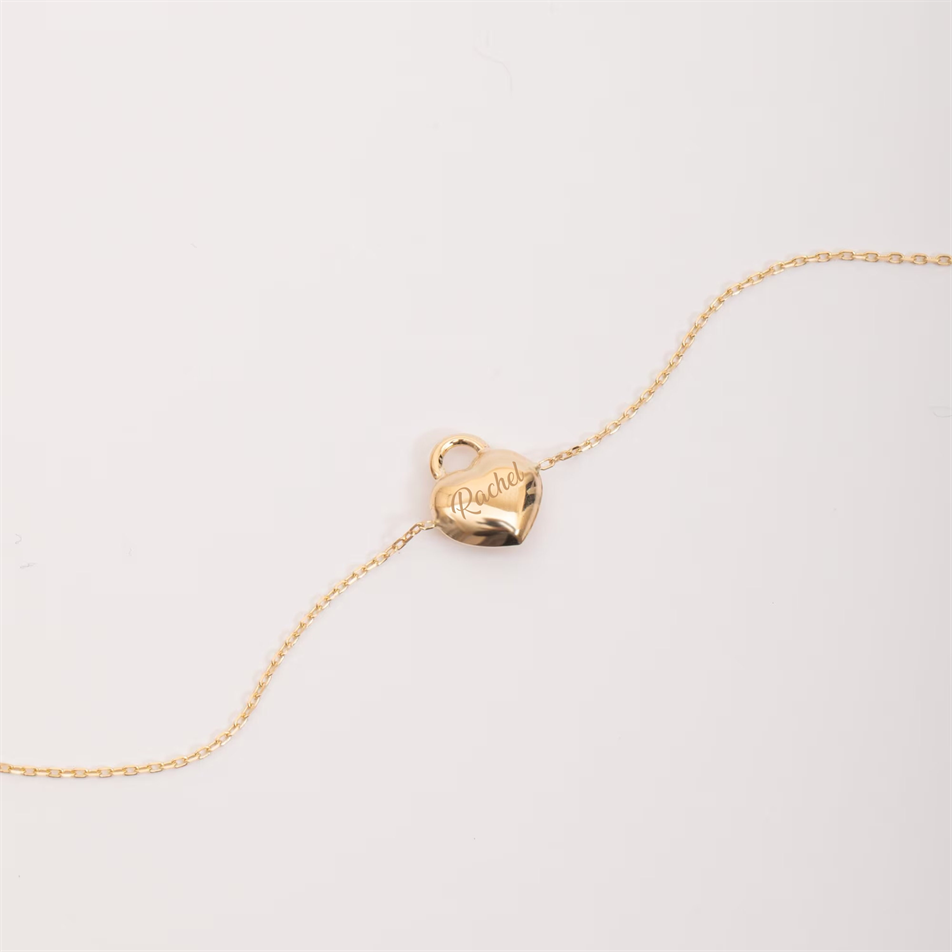Gold Personalized Heart Bracelet