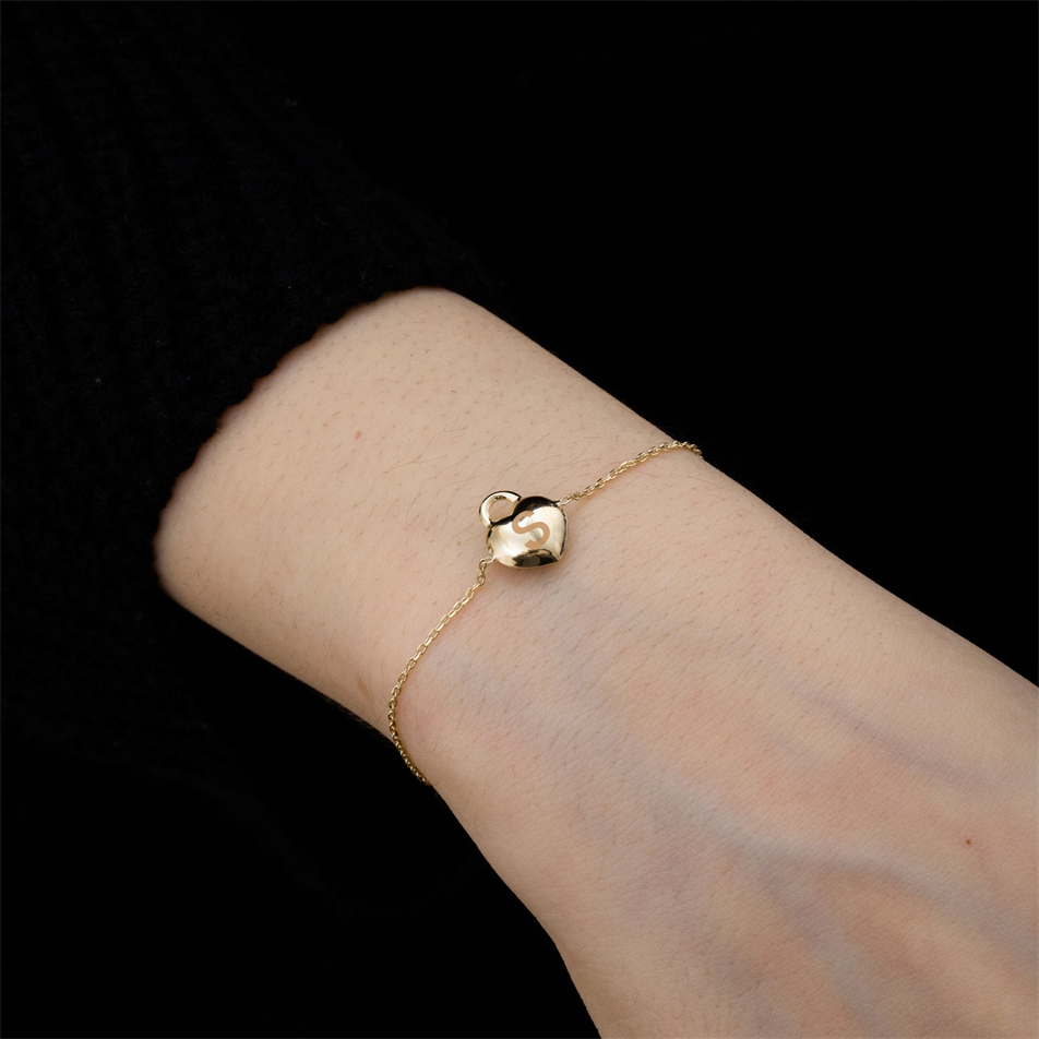 Gold Personalized Heart Bracelet