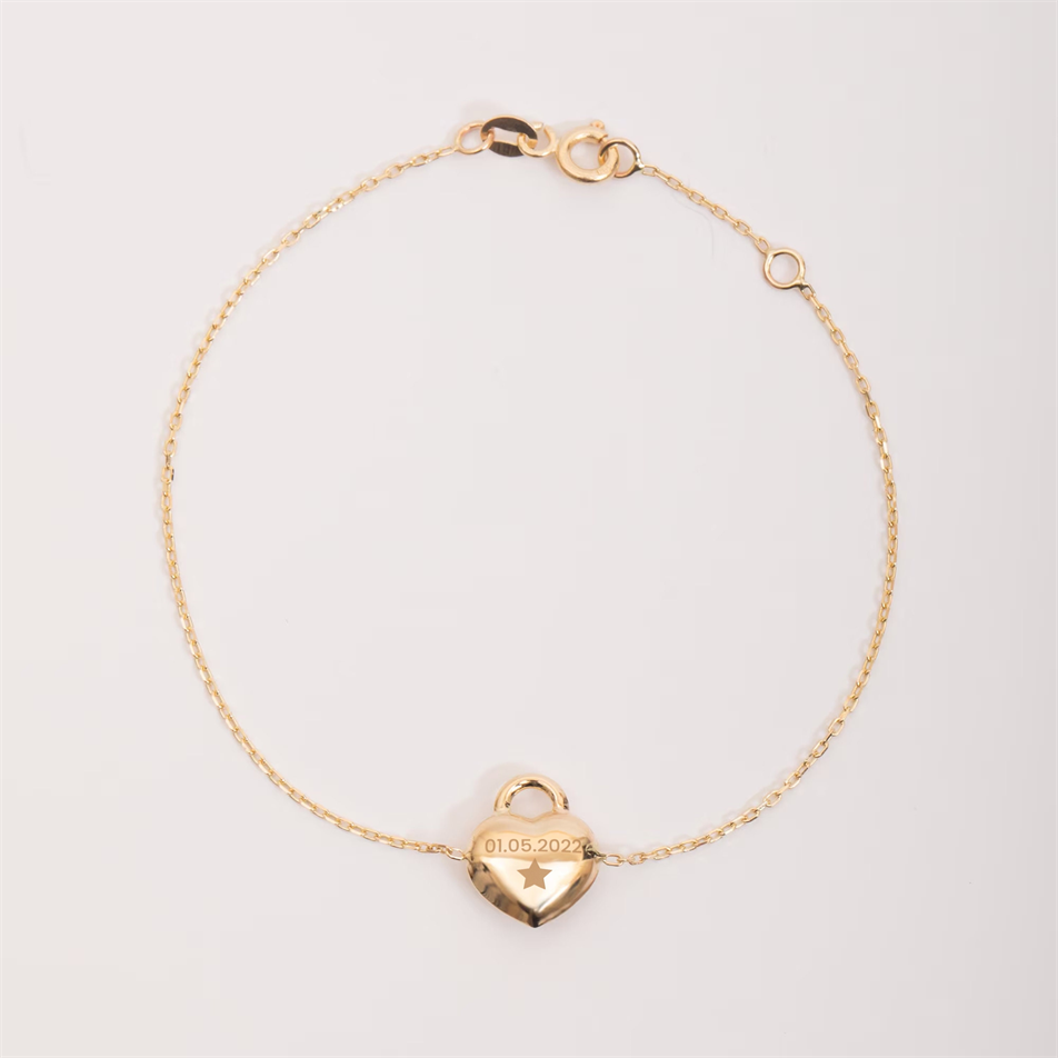 Gold Personalized Heart Bracelet