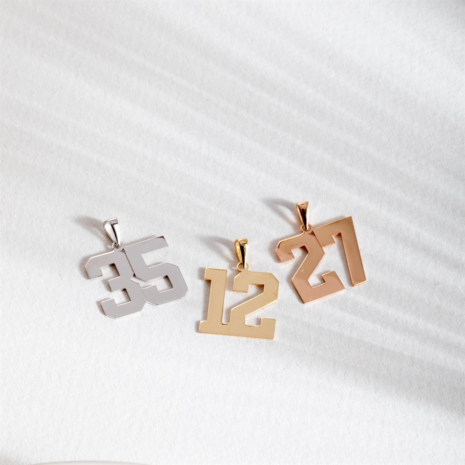 Gold Personalized Number Pendant