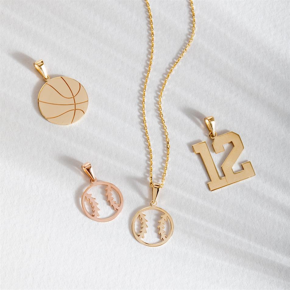 Gold Personalized Number Pendant