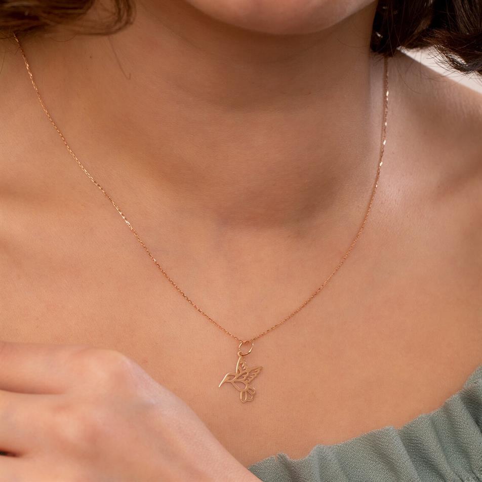 Solid Gold Bird Necklace