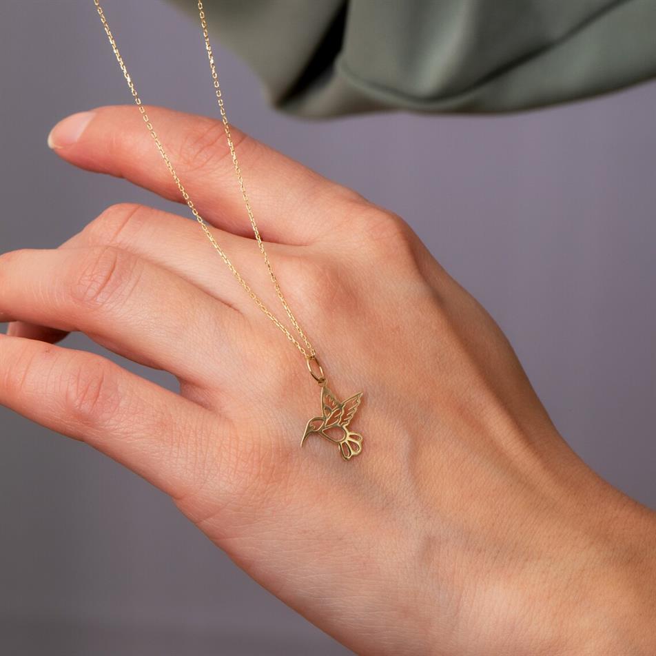 Solid Gold Bird Necklace