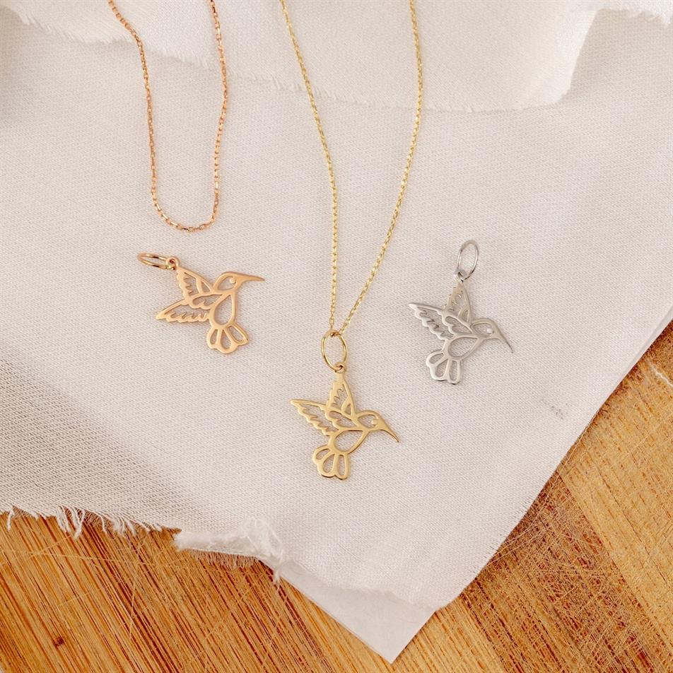 Solid Gold Bird Necklace
