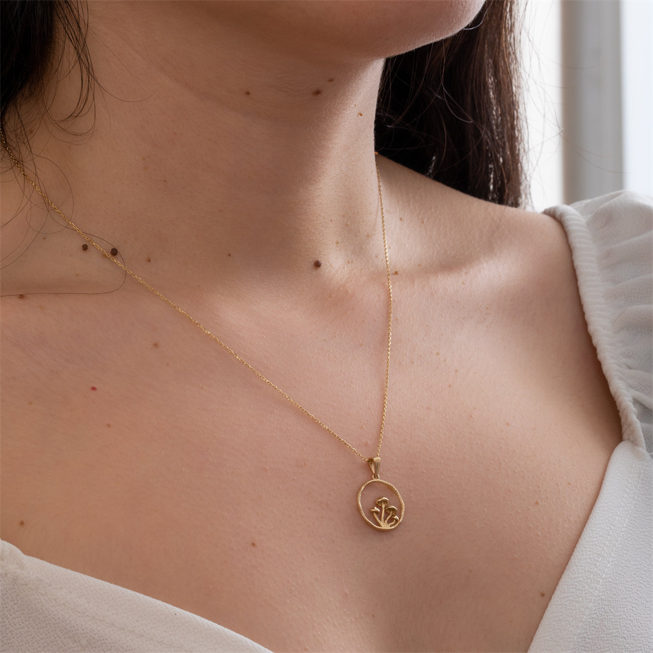 Gold Mushroom Necklace