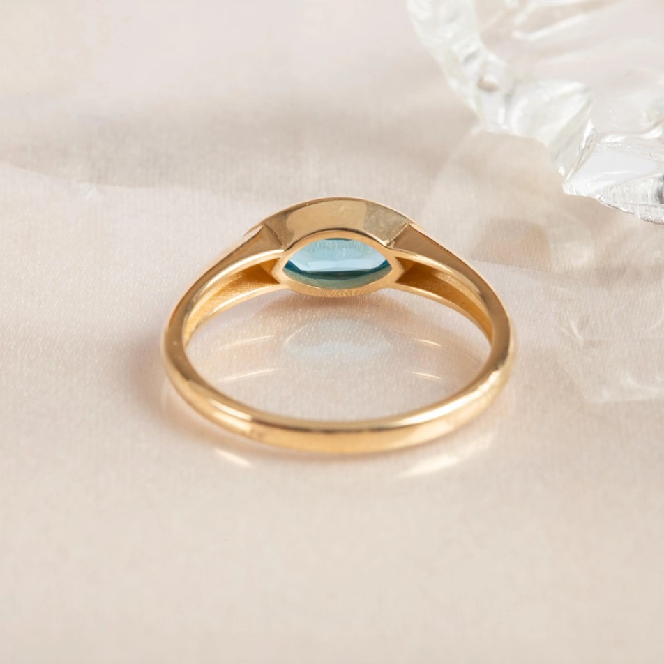 Gold Marquise Blue Topaz Ring