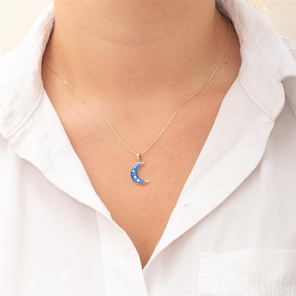 Altın Mineli Ay Yıldız Kolye