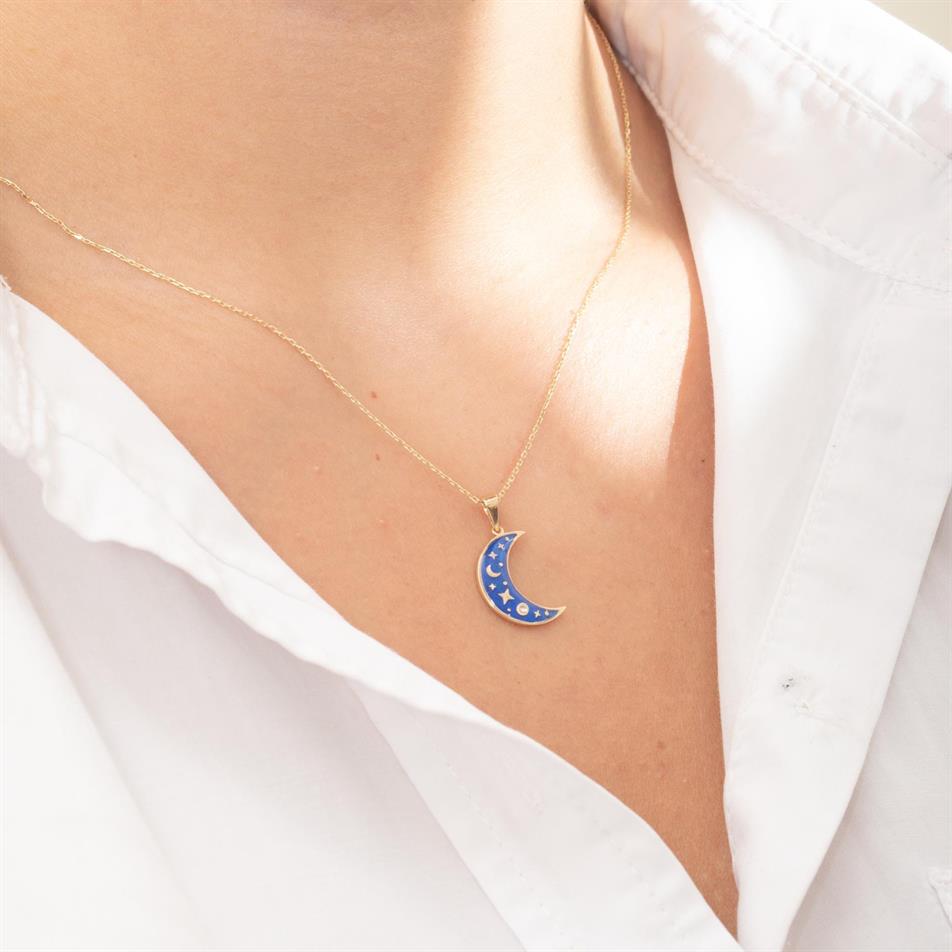 Altın Mineli Ay Yıldız Kolye