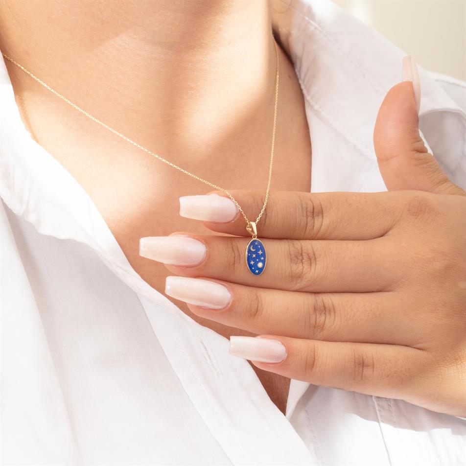 Altın Mineli Ay Yıldız Kolye