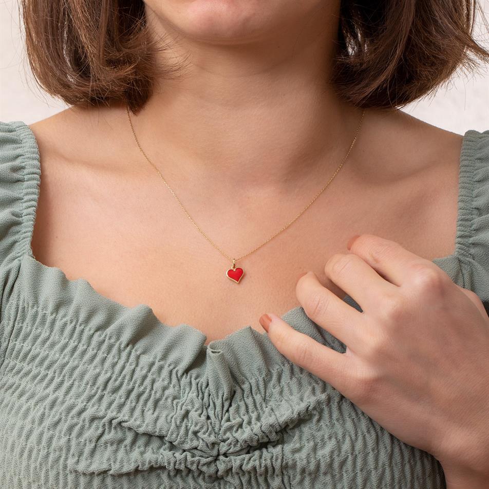 Altın Mineli Kalp Kolye