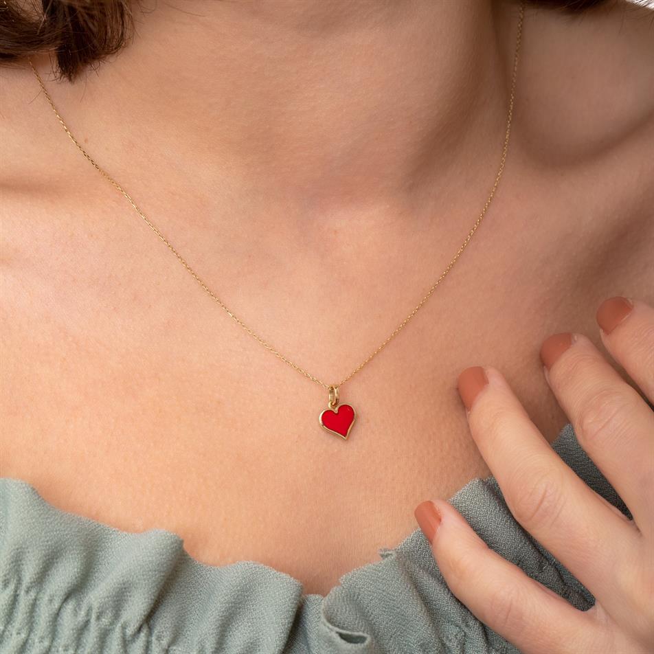 Altın Mineli Kalp Kolye