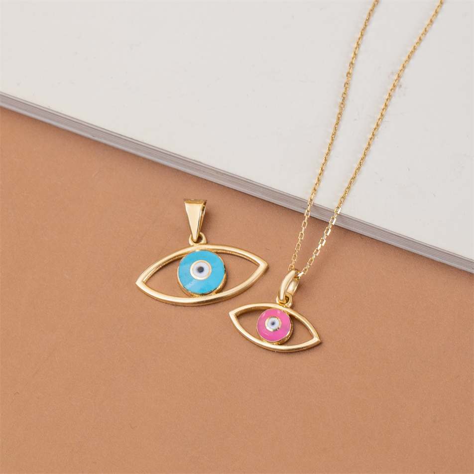 Gold Enamel Evil Eye Necklace
