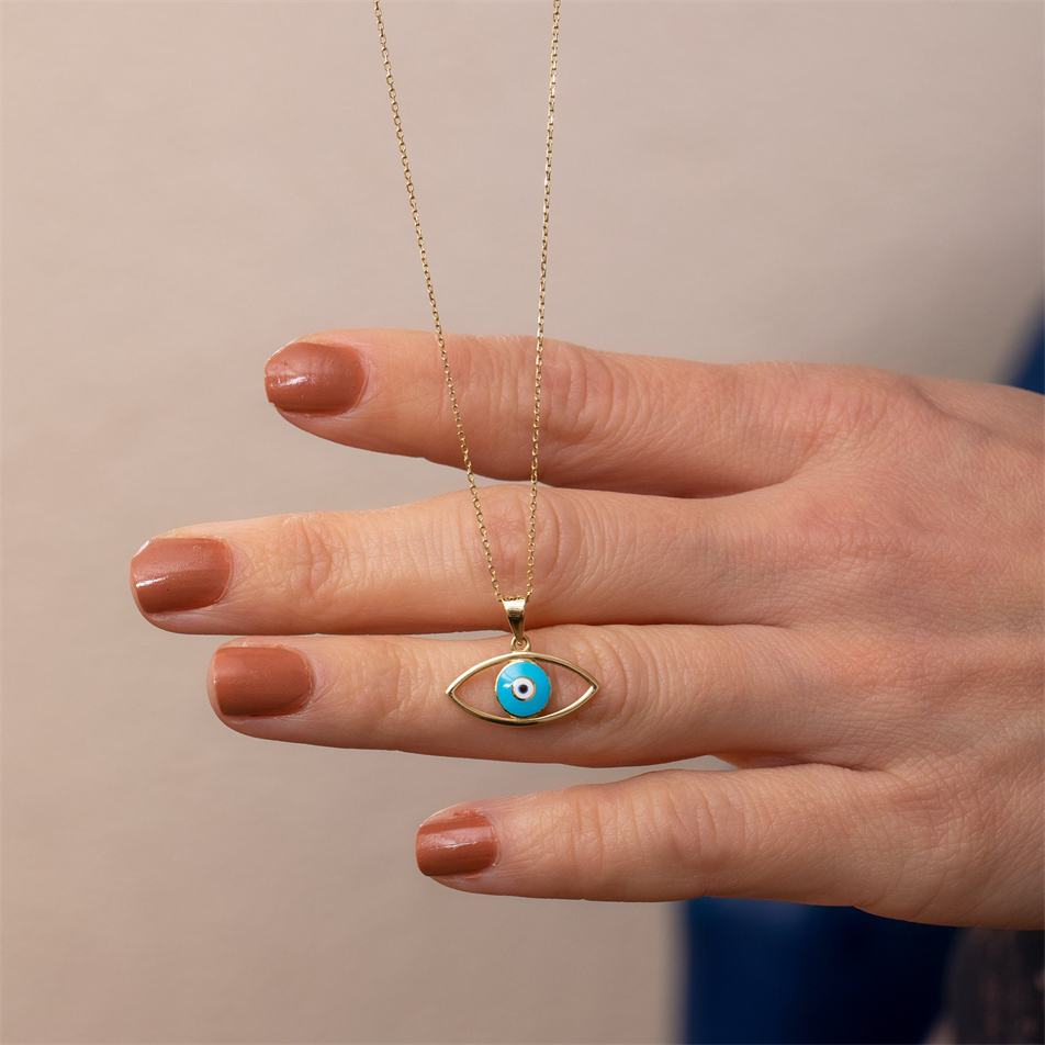 Gold Enamel Evil Eye Necklace