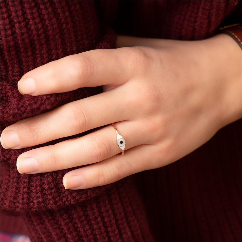 Solid Gold Enamel Evil Eye Ring