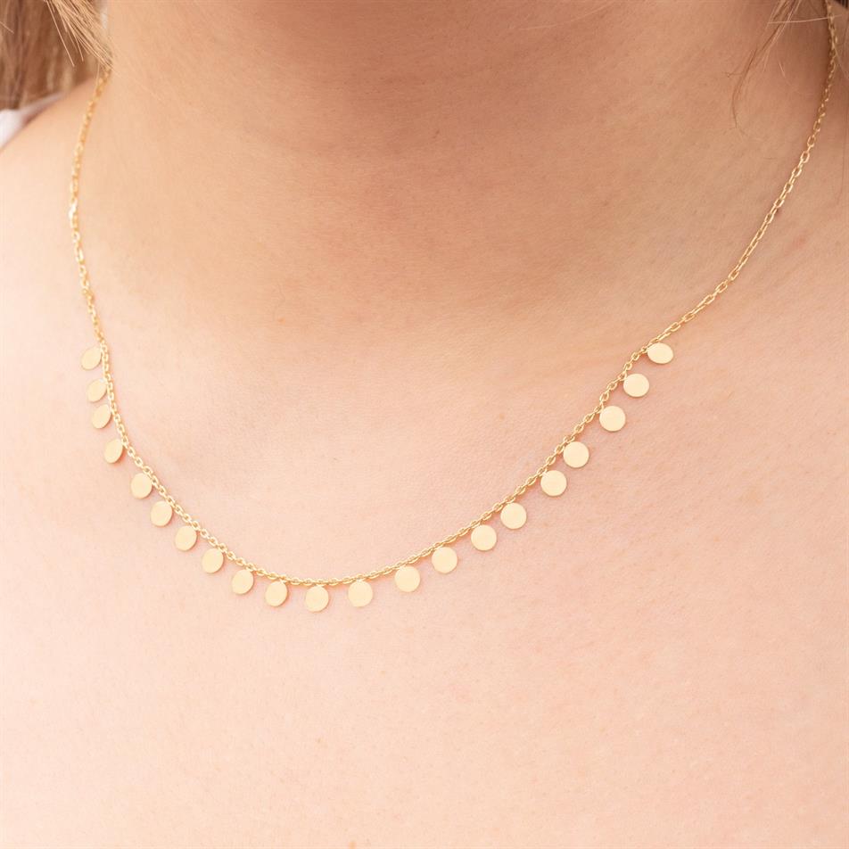 Altın Mini Disk Kolye