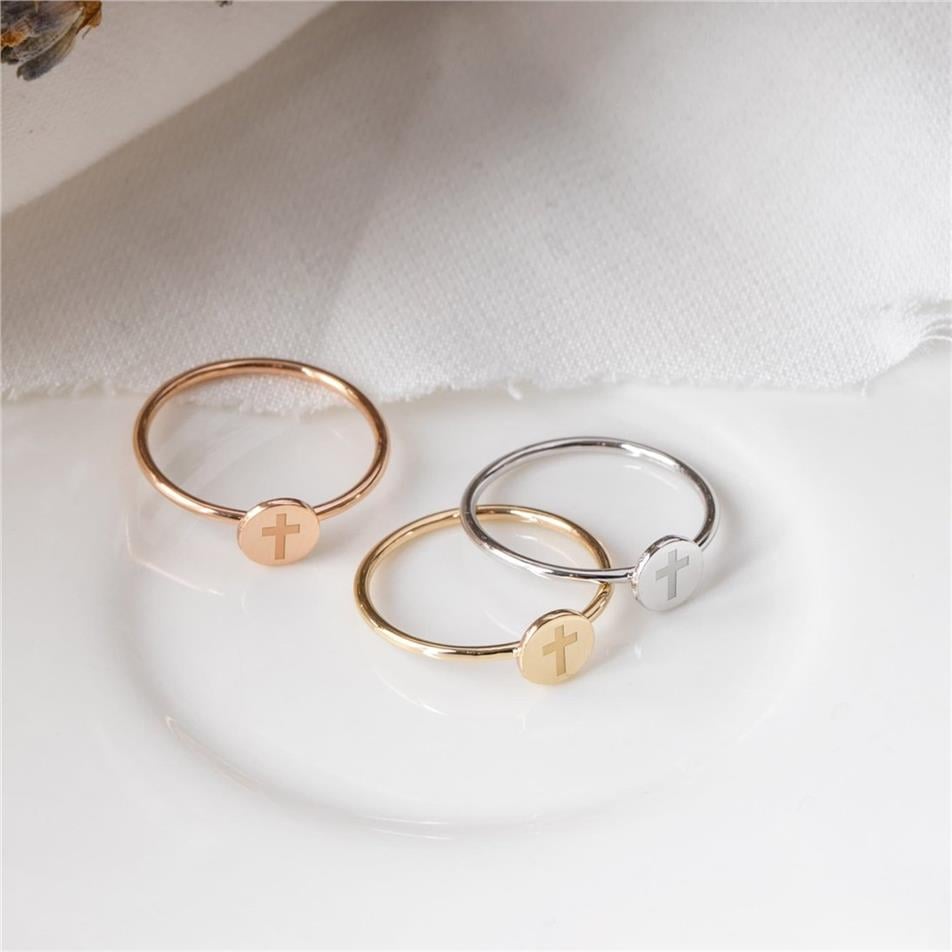Solid Gold Dainty Christian Ring