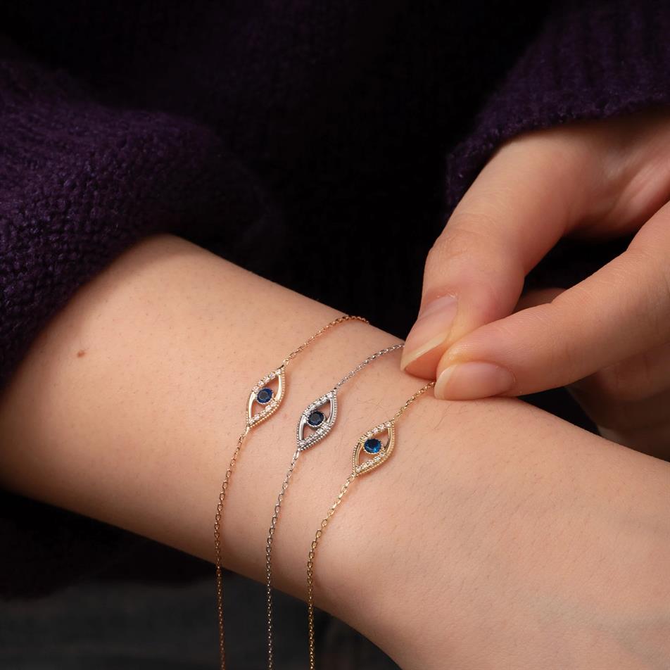Gold Evil Eye Charm Bracelet