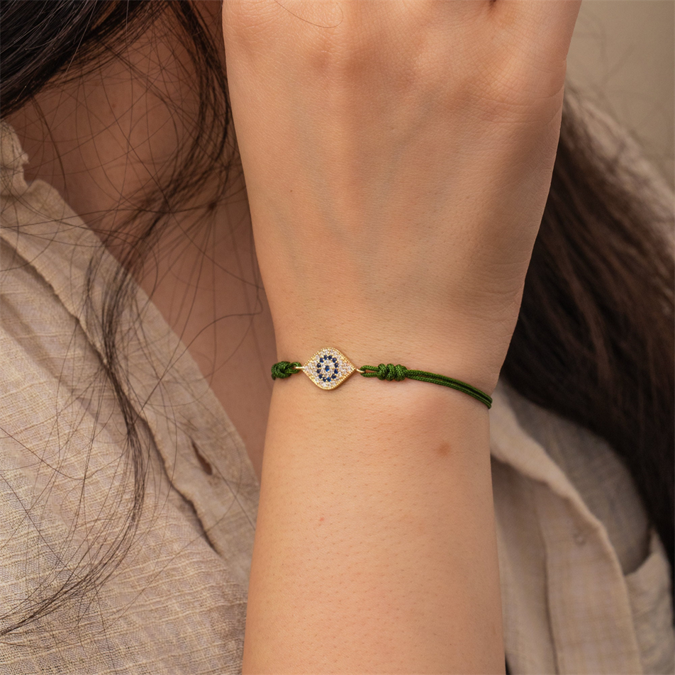 Gold Evil Eye String Bracelet