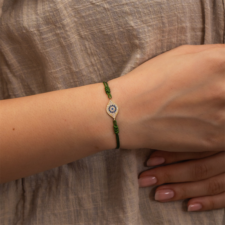 Gold Evil Eye String Bracelet
