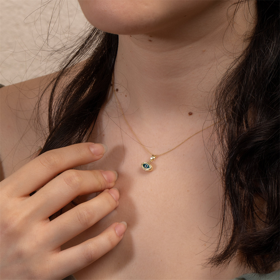 Gold Evil Eye Charm Necklace