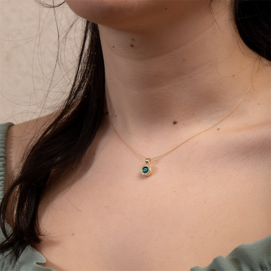 Gold Evil Eye Charm Necklace