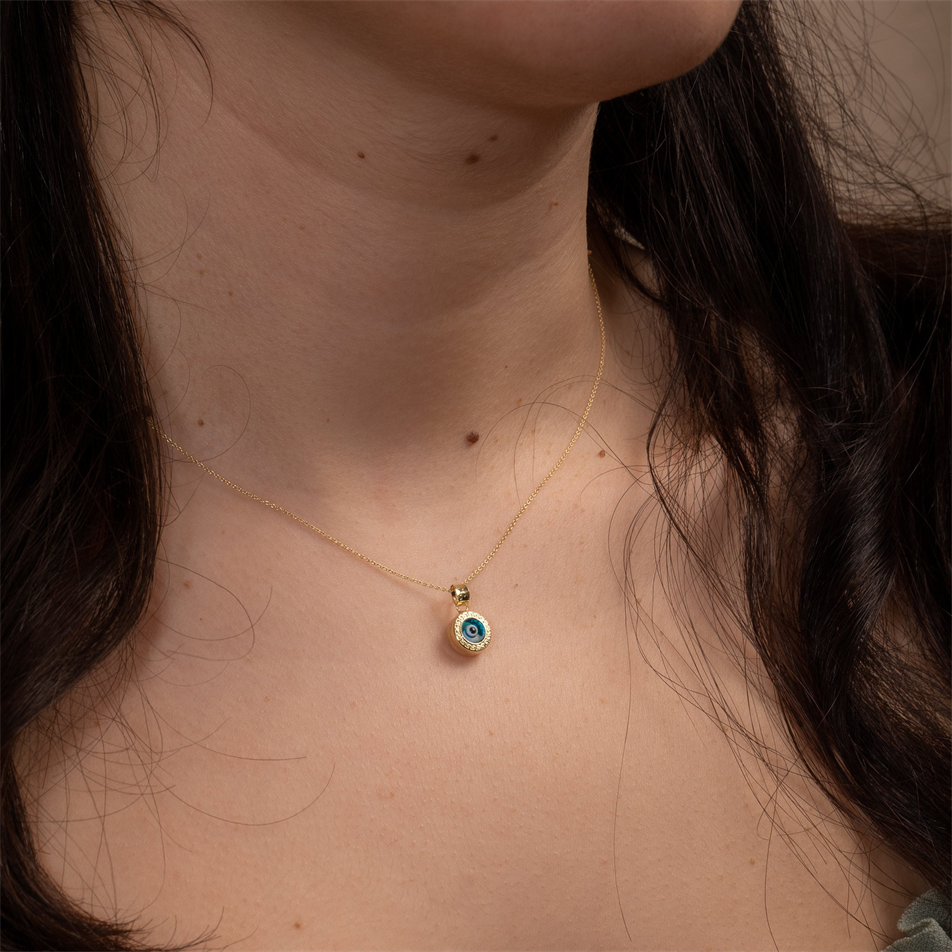 Gold Evil Eye Charm Necklace