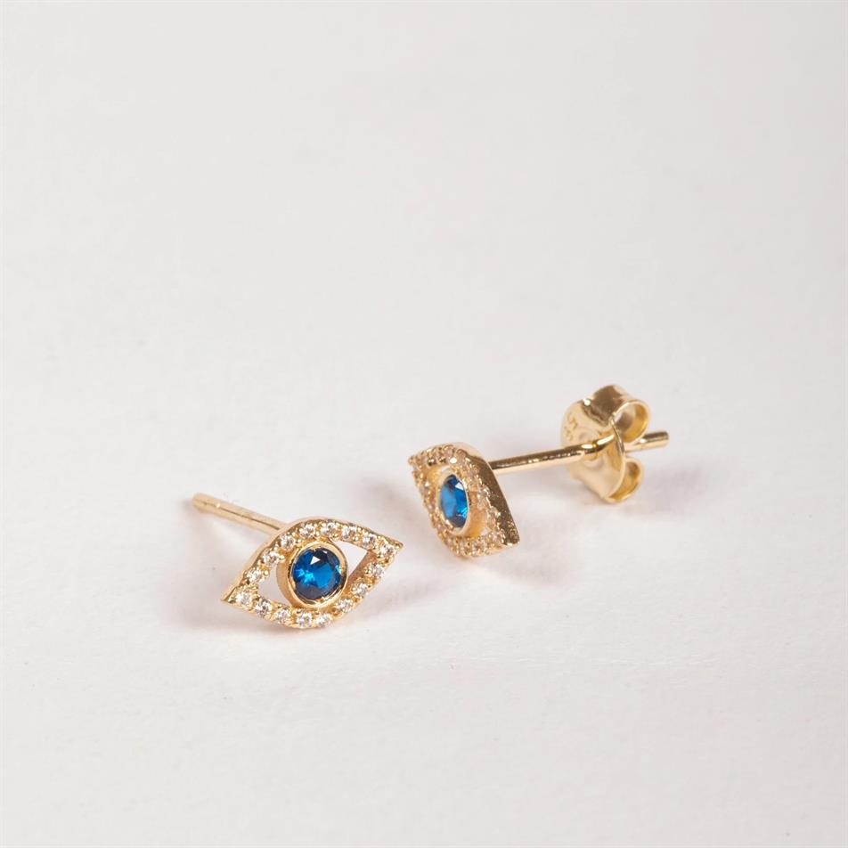 Gold Evil Eye Stud Earrings