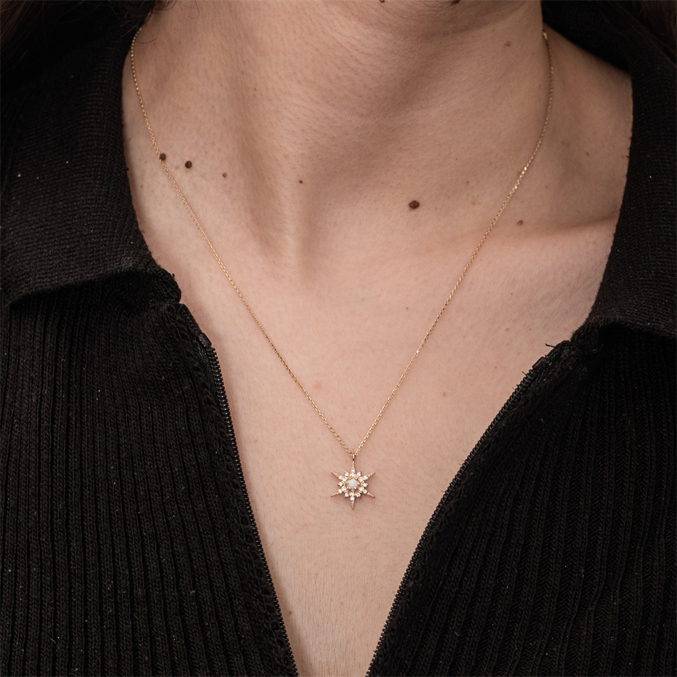 Gold Opal North Star Necklace