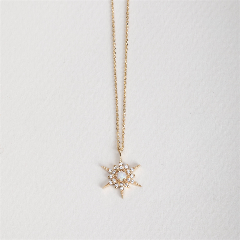 Gold Opal North Star Necklace