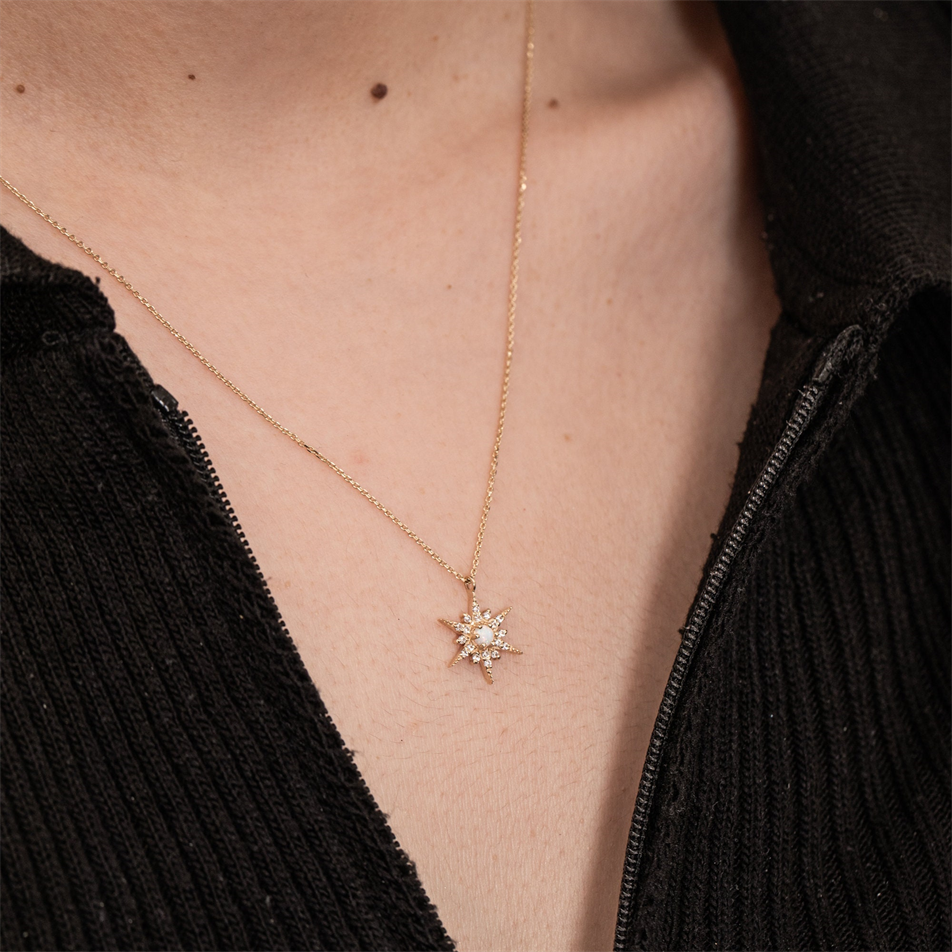 Gold Opal North Star Necklace