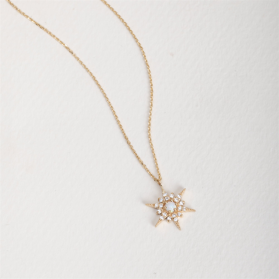 Gold Opal North Star Necklace
