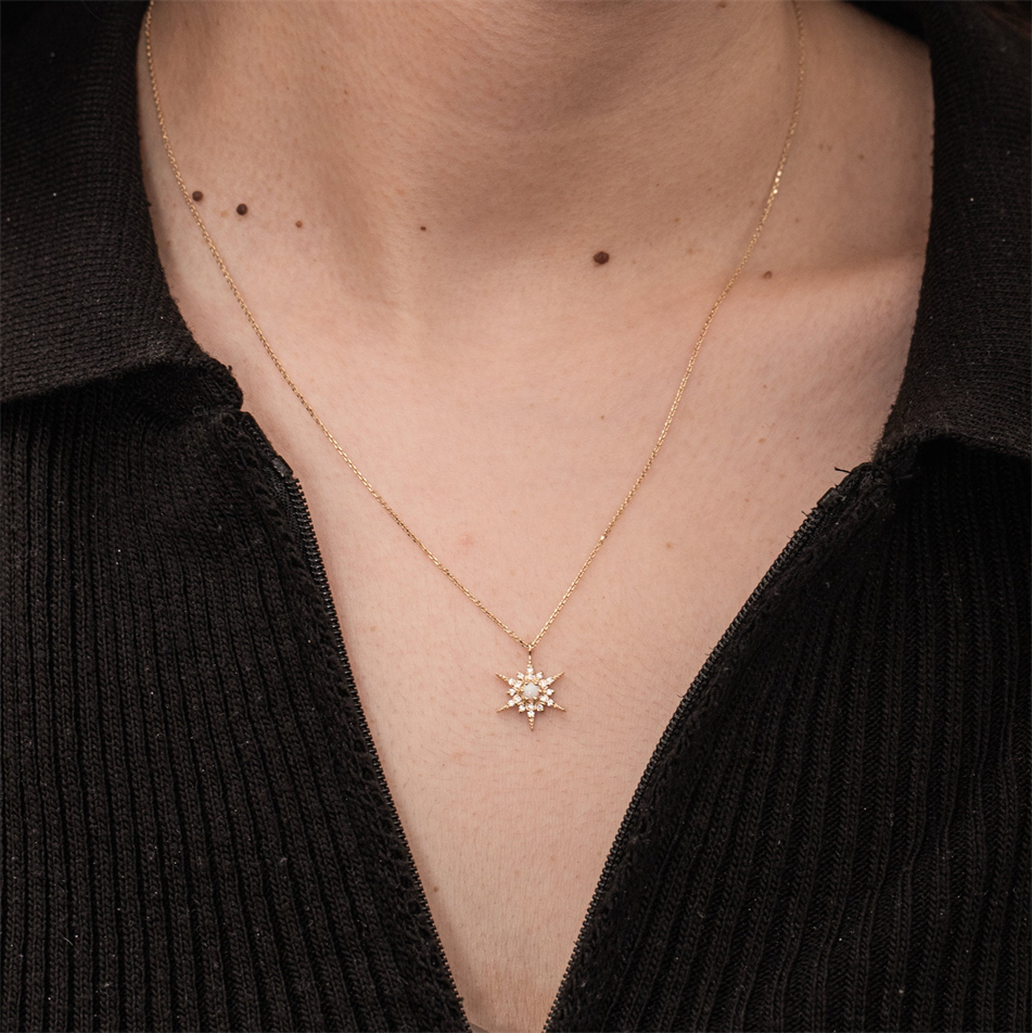 Gold Opal North Star Necklace