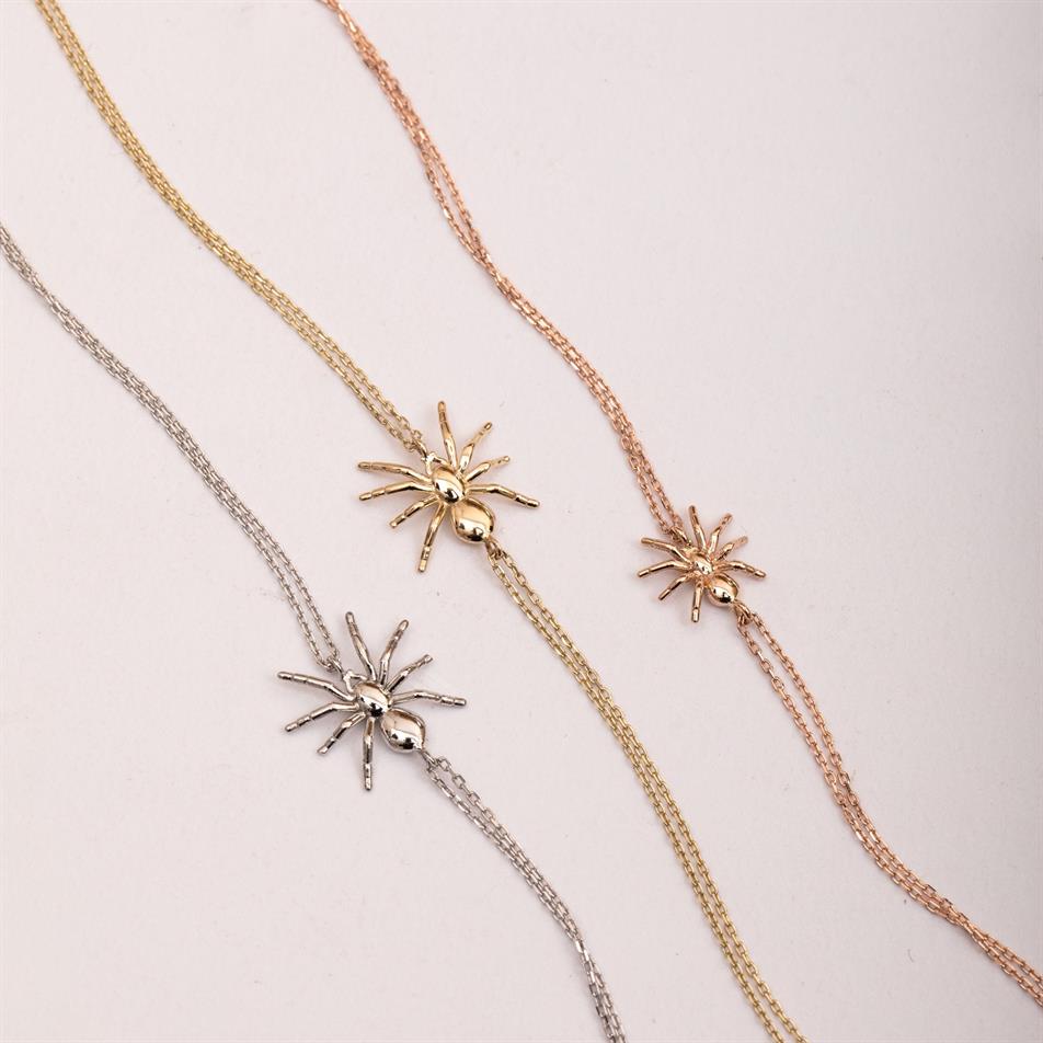 Solid Gold Spider Charm Bracelet