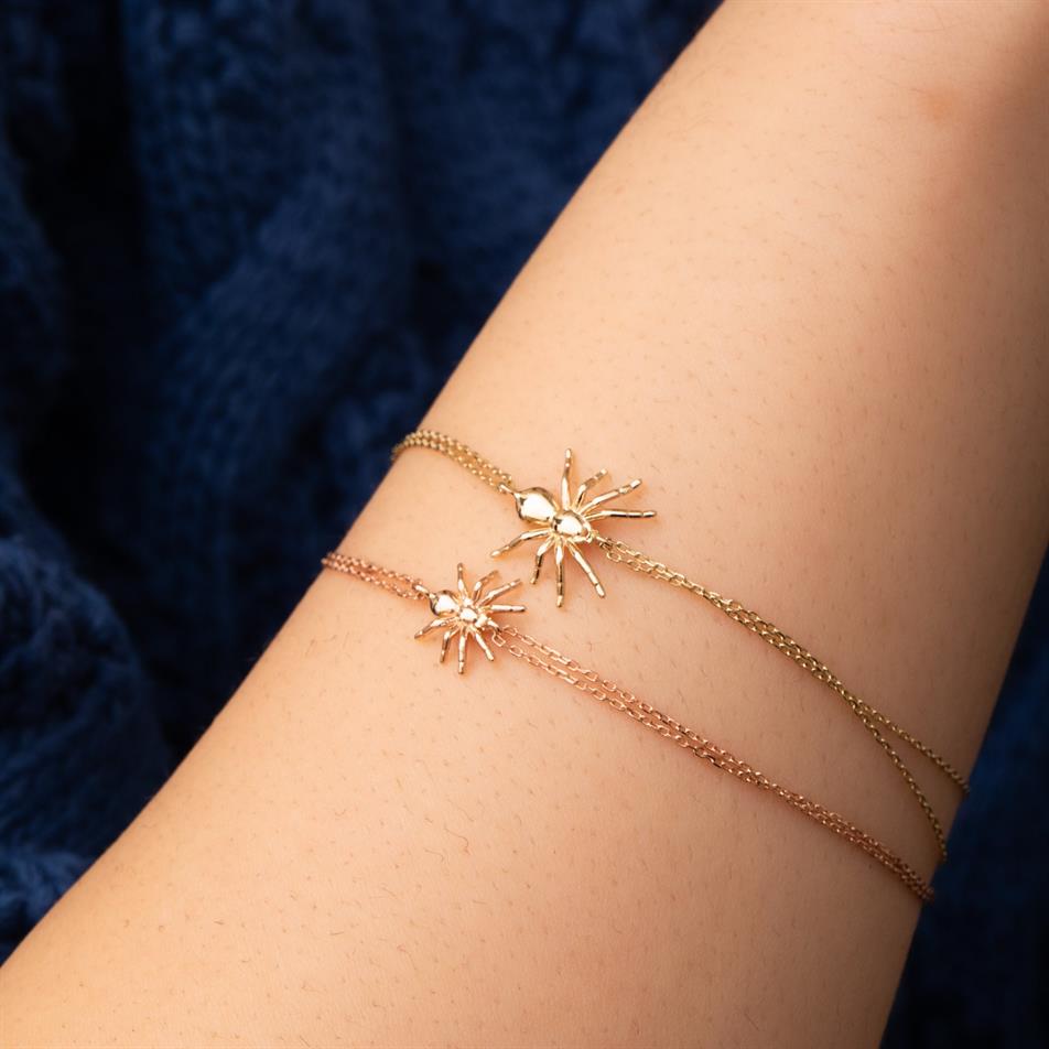 Solid Gold Spider Charm Bracelet