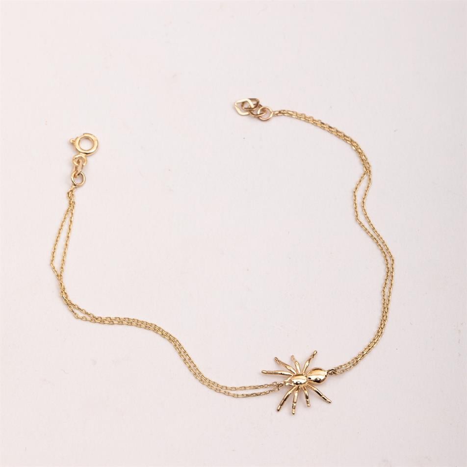 Solid Gold Spider Charm Bracelet