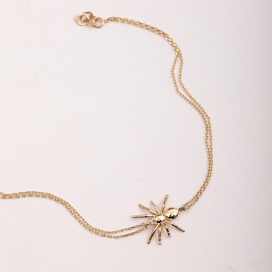 Solid Gold Spider Charm Bracelet